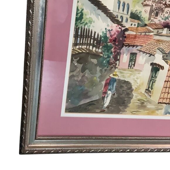 Max Vidal Matted Framed Mid Century Watercolor Fine Art Signed Spanish 13.75”x17 - Picture 3 of 6